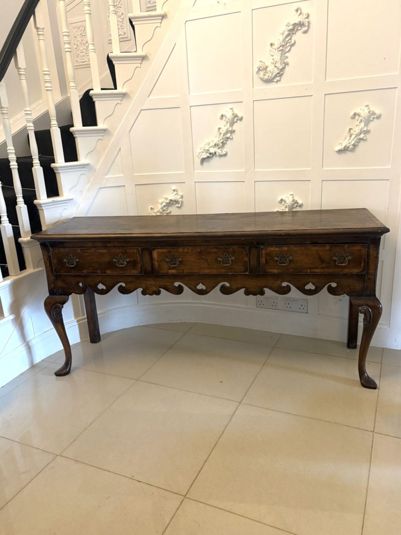 Antique Georgian Style Oak Dresser Base Sideboard Cabriole Leg Console Table